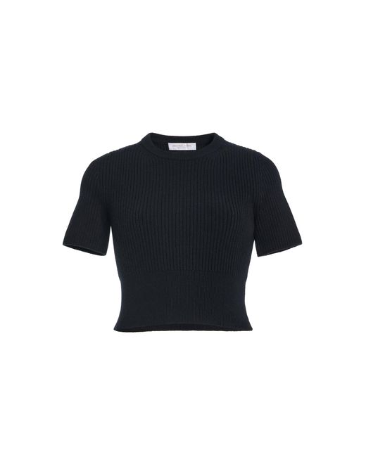 Michael Kors Blue Cropped Cashmere Tee