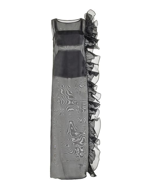 Marlies Grace Gray Exclusive Bea Ruffled Sheer Maxi Dress