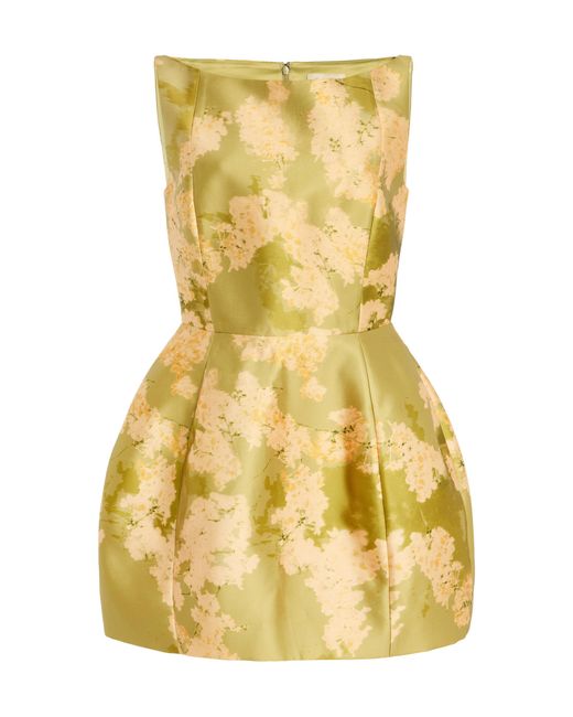 De La Vali Yellow Exclusive Pampero Floral Twill Mini Dress