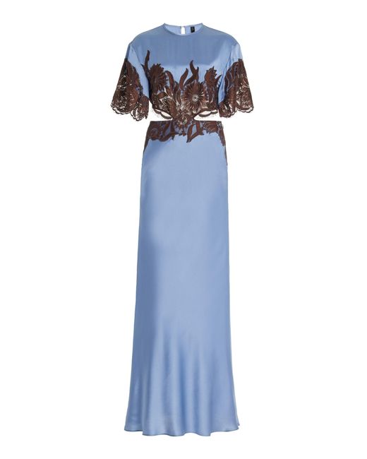 Sir. The Label Blue Danseurs Lace-detailed Cutout Silk Gown