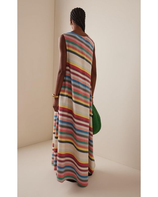 marrakshi life exclusive riviera striped cotton maxi dress Marrakshi Life Ruffled Striped Cotton Maxi Dress - Women - Blue Dresses