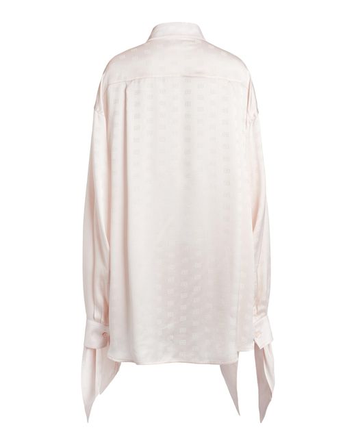 Balenciaga White Knotted-Cuff Logo-Jacquard Silk Shirt