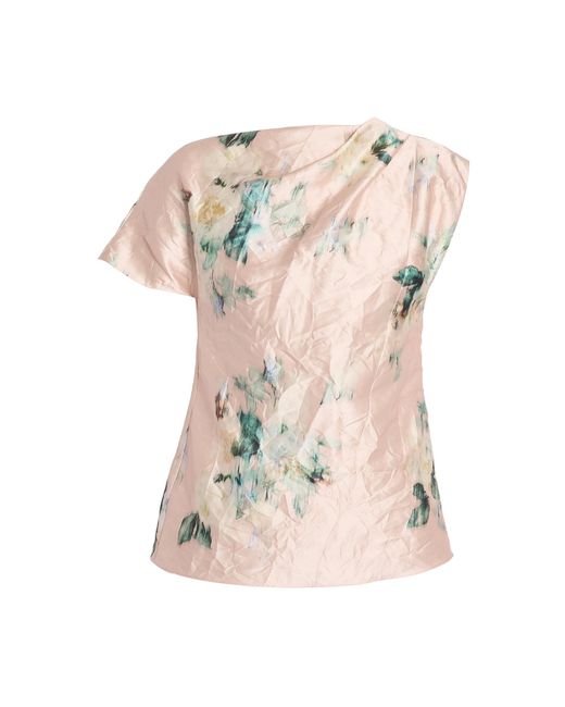 Erdem Pink Floral Textured Satin Top