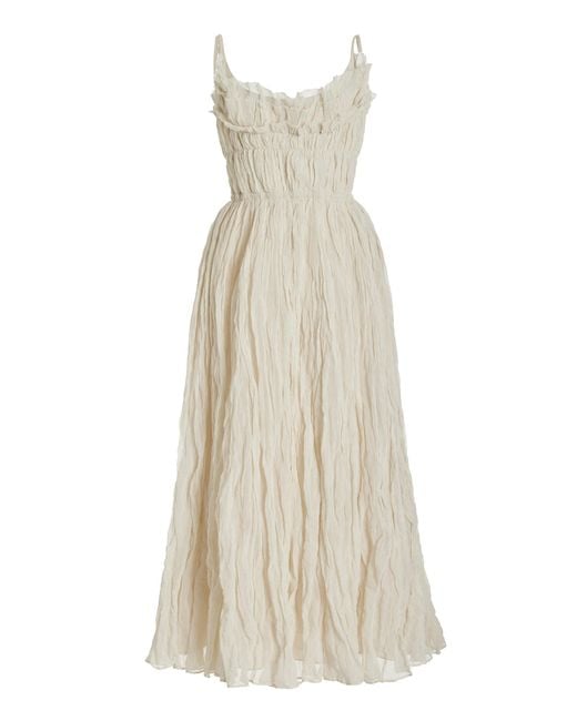 Altuzarra Natural Brigitte Ruffled Cotton-blend Midi Dress