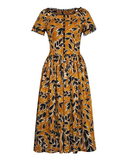 Lena Hoschek Yellow Collector Cotton-Blend Midi Dress