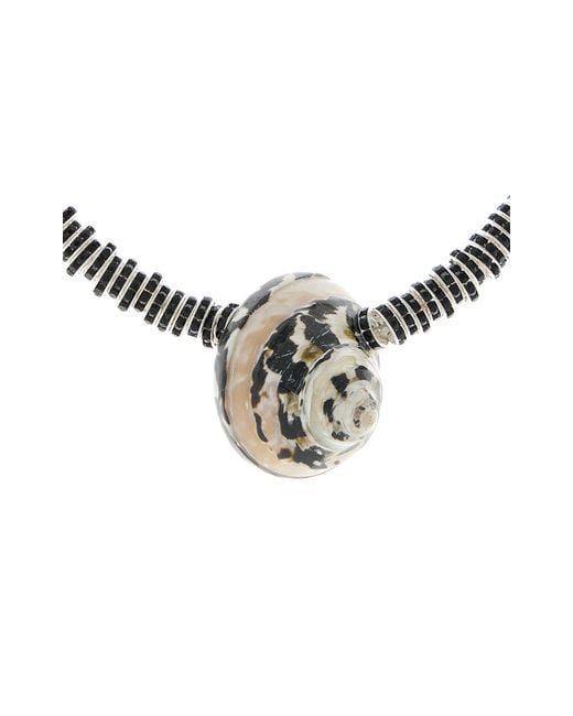 Julietta Metallic Beaded Shell Necklace