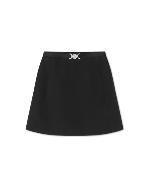 Versace Black Grain De Poudre Wool Skirt
