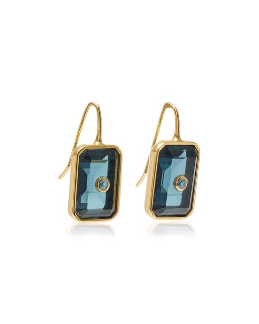 Lizzie Fortunato Tile Topaz, Crystal Gold-plated Earrings in Blue | Lyst