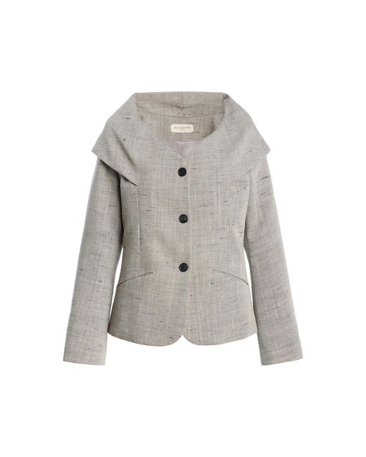 Kallmeyer White Ansel Speckled Wool Shawl Blazer