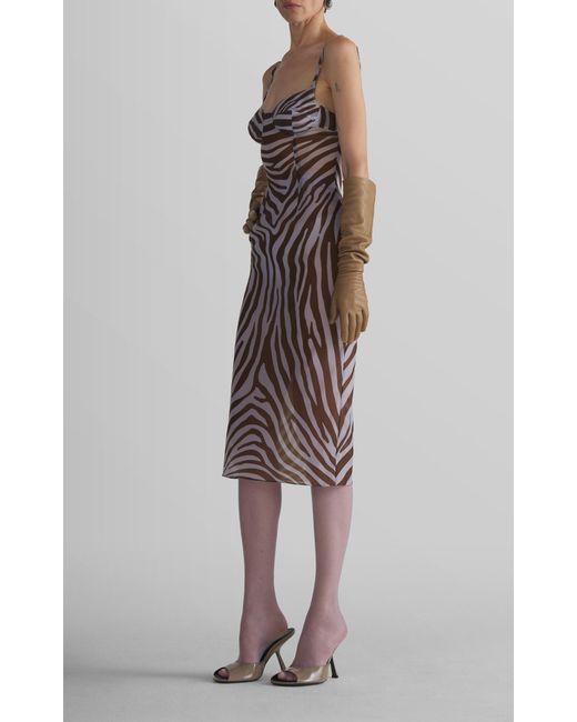 Mugler Purple Zebra-Printed Mid Dress