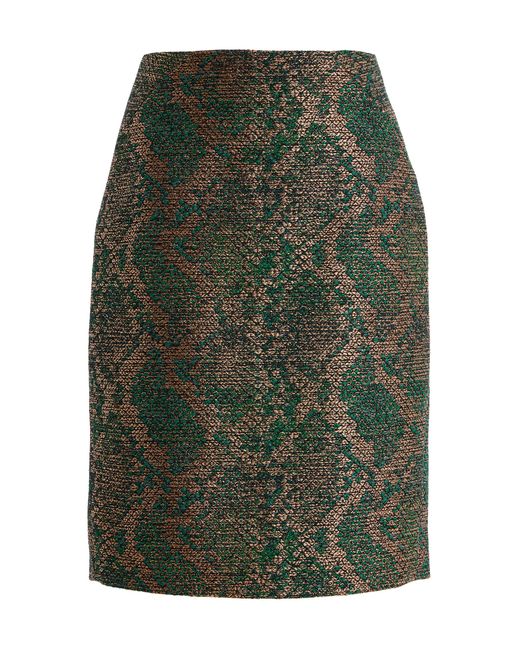 Harithand Green Exclusive Snakeskin Jacquard Mini Skirt