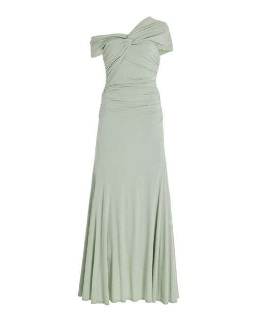 TOVE Green Exclusive Evie Asymmetric Jersey Maxi Dress