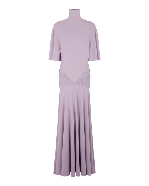 Rabanne Purple Cape-Sleeve Maxi Dress