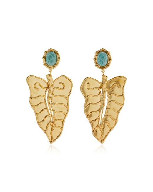Sylvia Toledano Metallic Botanica Gold-plated Amazonite Clip Earrings