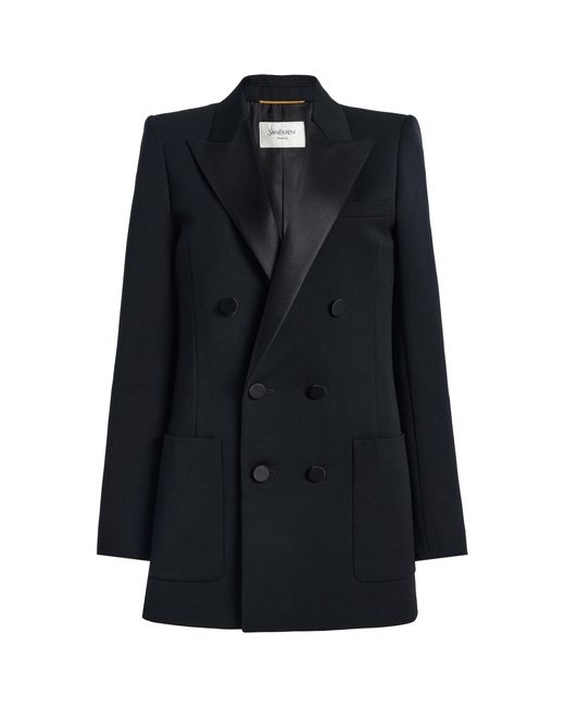 Saint Laurent Black Double-Breasted Wool Jacket