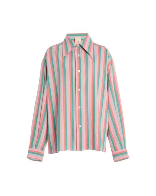 Marrakshi Life Pink Exclusive Riviera Striped Cotton Shirt