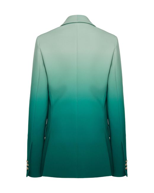 Elie Saab Green Ombre Cady Single-breasted Blazer