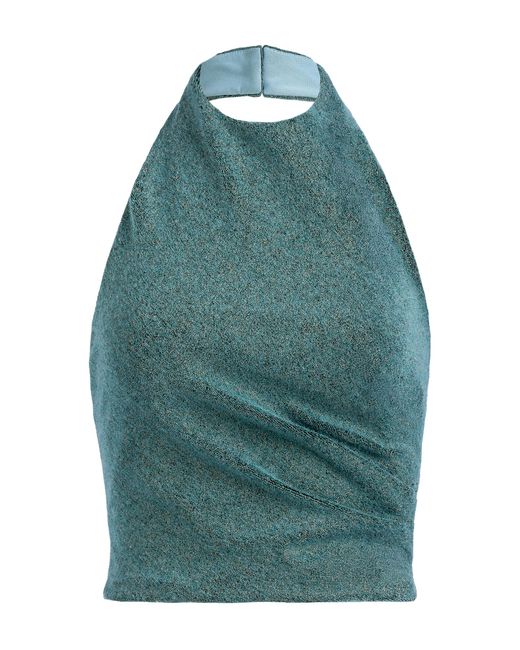 Silvia Tcherassi Green Lark Metallic Halter Top