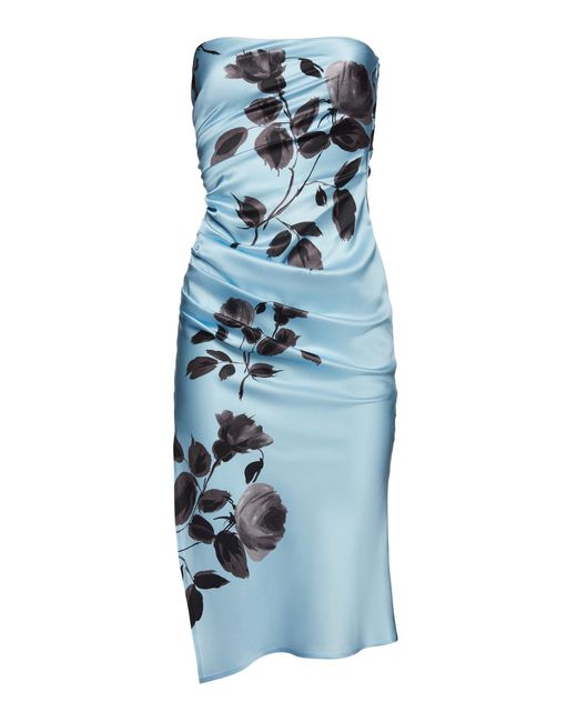 Magda Butrym Blue Stretch-silk Strapless Dress