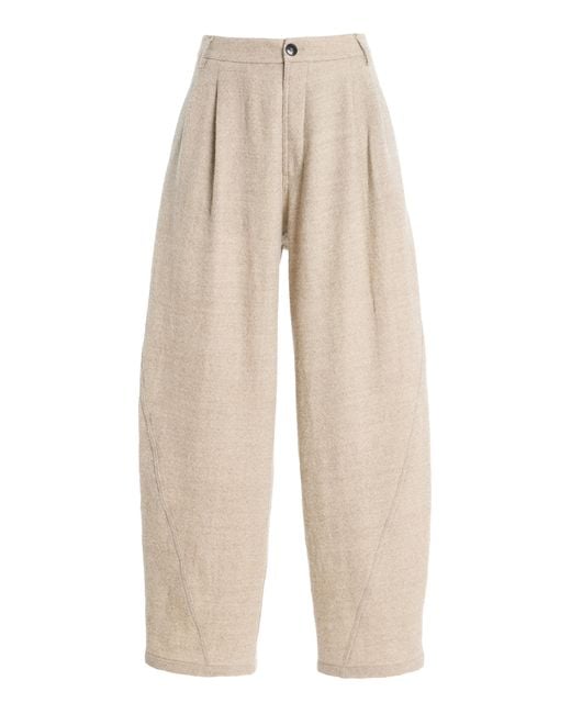 DARKPARK Natural Phebe Pleated Wool Wide-leg Pants