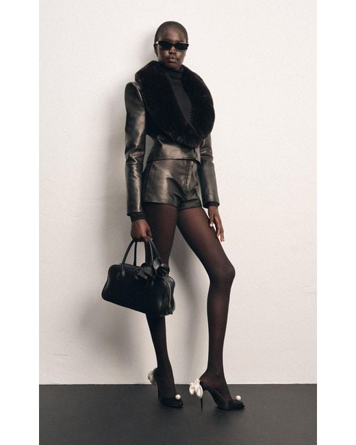 Magda Butrym Black High-rise Leather Mini Shorts