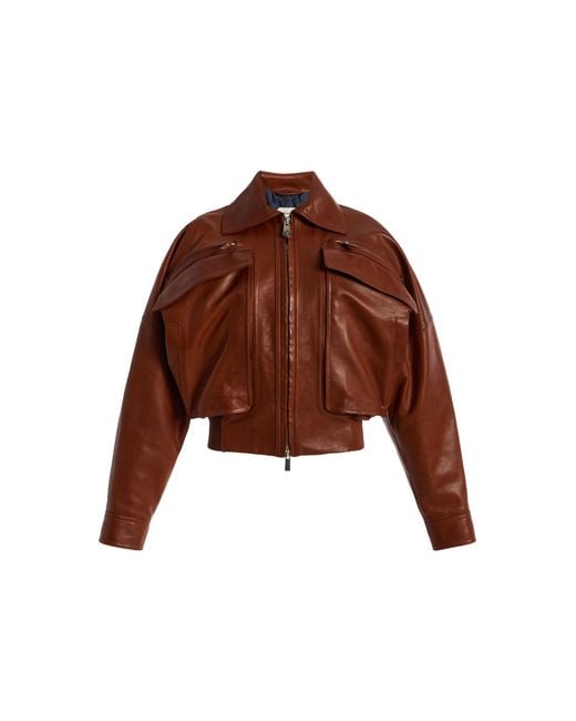 Versace Brown Cropped Leather Jacket