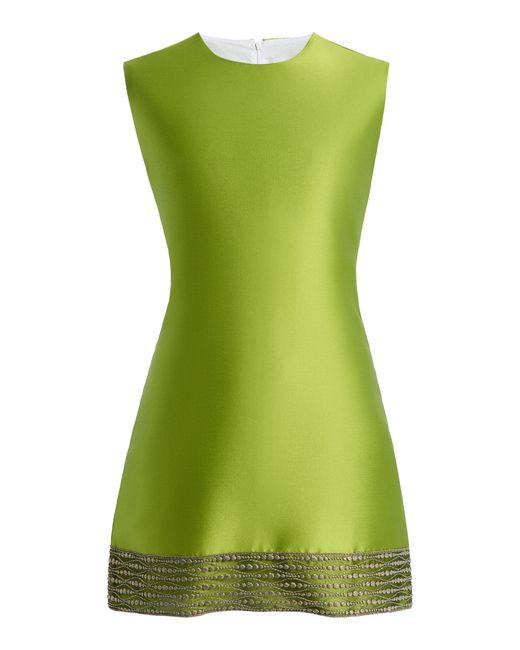 D'Estree Green Carole Satin Mini Dress