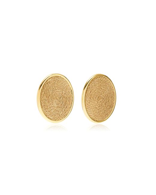 Cult Gaia White Brynn Woven Gold-tone Earrings