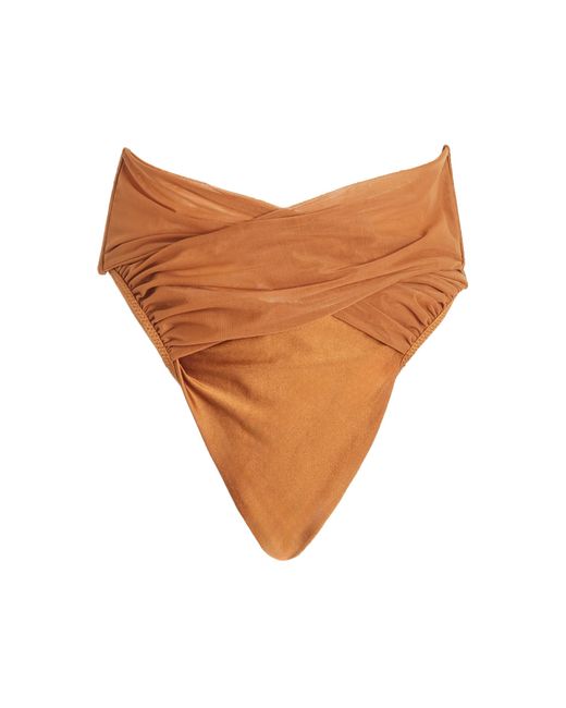 ANDREA IYAMAH Brown Ubu High-waisted Criss-cross Bikini Bottoms