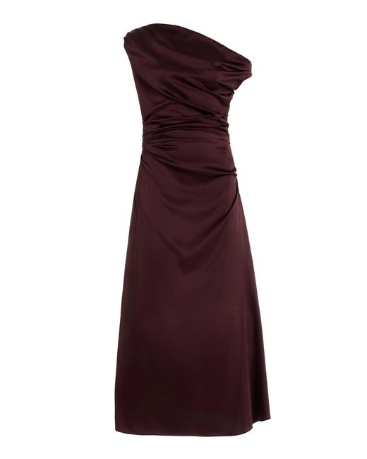 Staud Purple Phare Draped Stretch-silk Maxi Dress