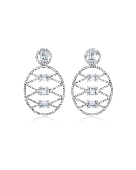 Mindi Mond New York White Clarity 18K Lattice Diamond Medallion Earrings