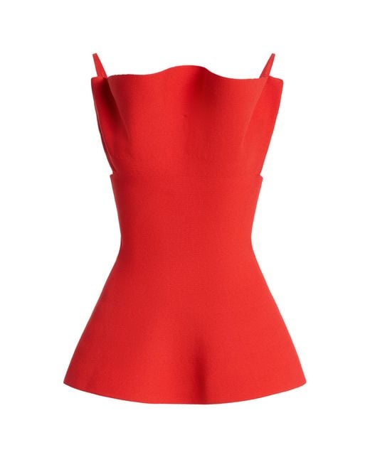 Brandon Maxwell Red Billie Sculpted Ruffle Top
