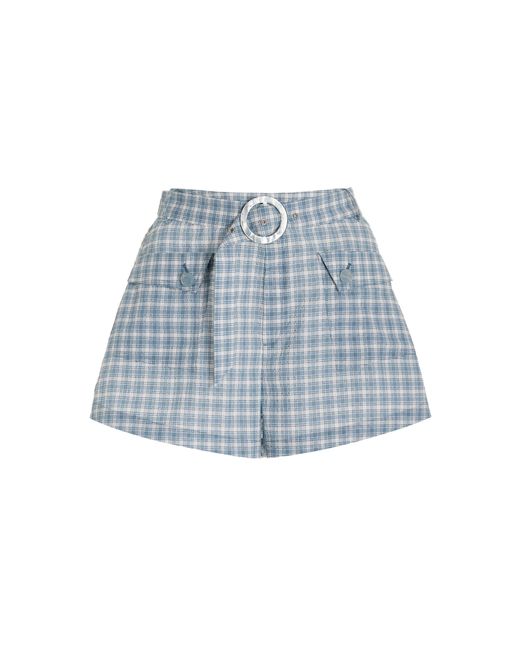 Jonathan Simkhai Cathy Belted Checked Cotton-blend Seersucker Shorts in