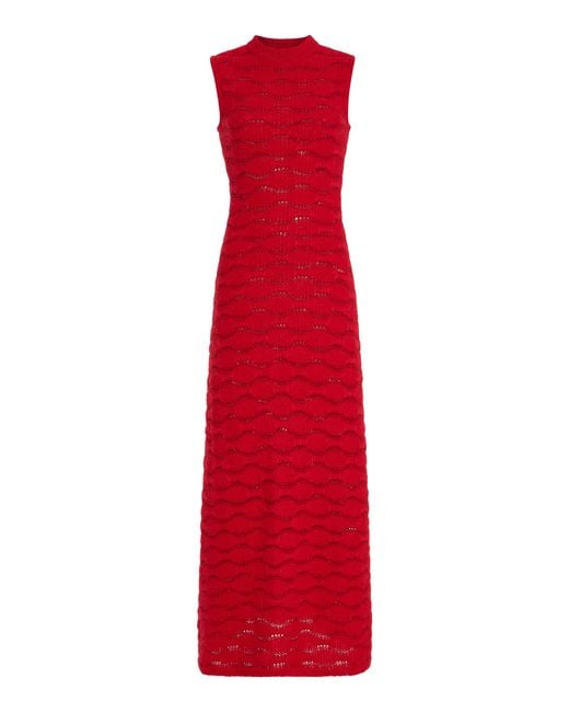 Escvdo Red Cona Alpaca-Cotton Maxi Dress