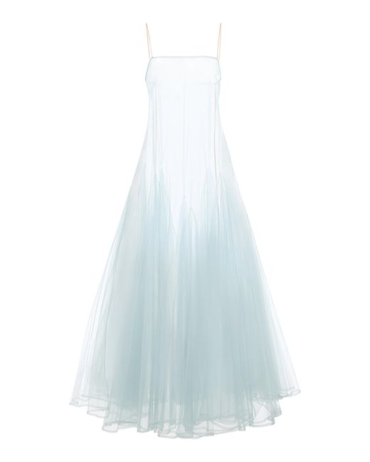 Kamperett White Exclusive Camille Sheer Tulle Midi Dress