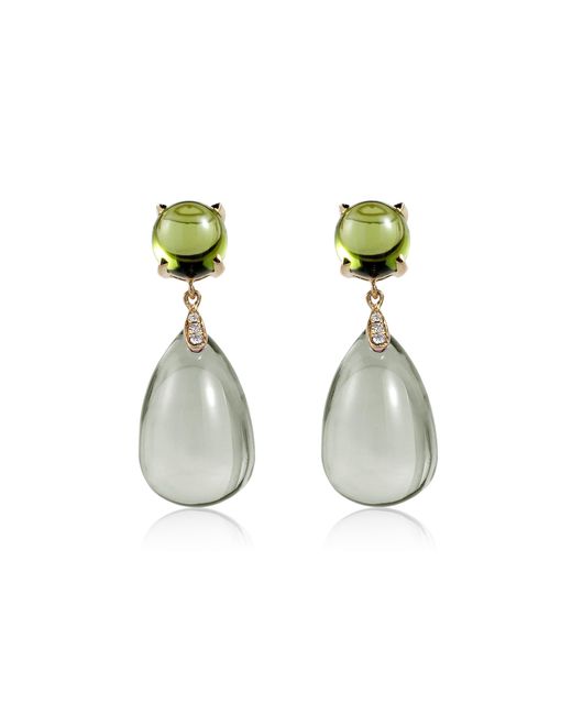 Goshwara Green Teardrop Cabochon Earrings