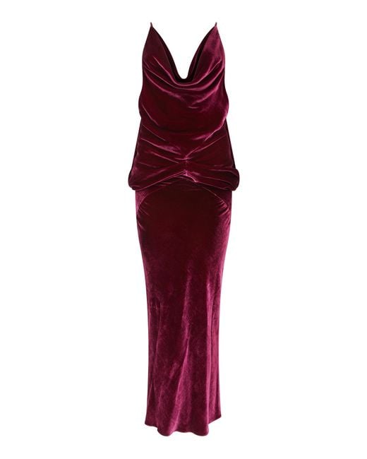 Conner Ives Red Draped Velvet Gown