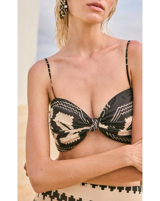 Johanna Ortiz Black Nudos Del Mar Printed Cotton Top