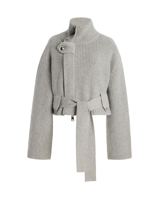 Brandon Maxwell Gray The Neal Belted Cashmere Sweater