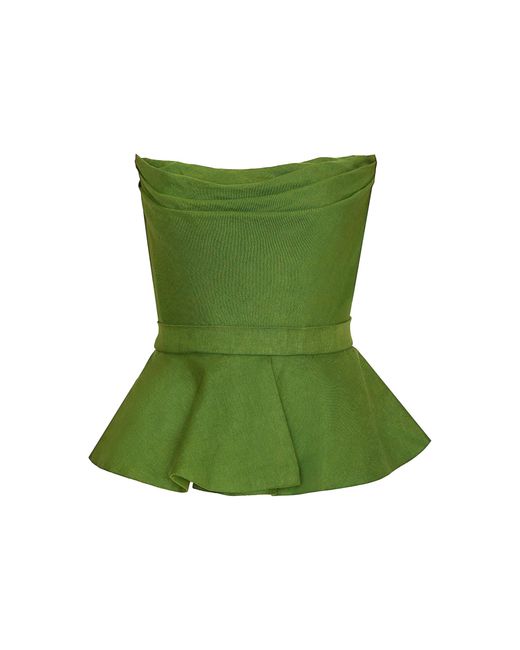 ANDRES OTALORA Green Oliva Profundo Linen Top