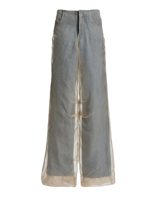 Christopher Esber Gray Silk-cotton Wide-leg Jeans