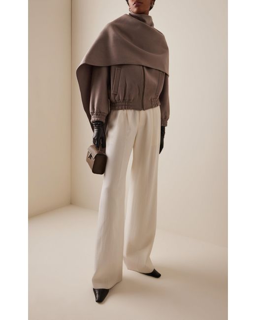 AYA MUSE Brown Tuli Wool-Blend Scarf Jacket