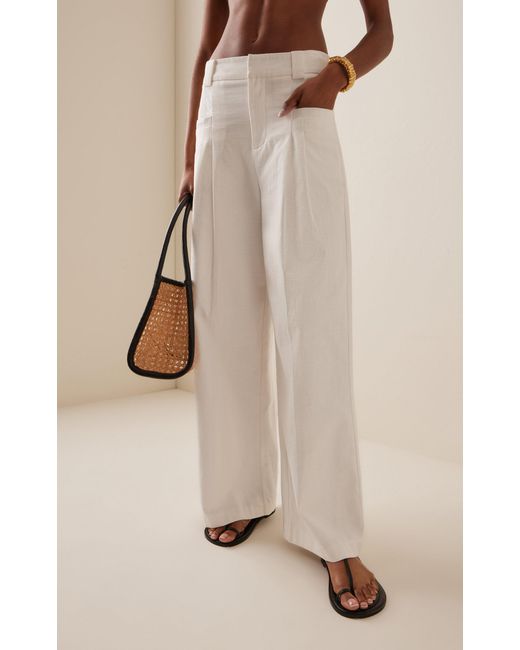 Third Form White Fusion Pleated Cotton Wide-Leg Pants