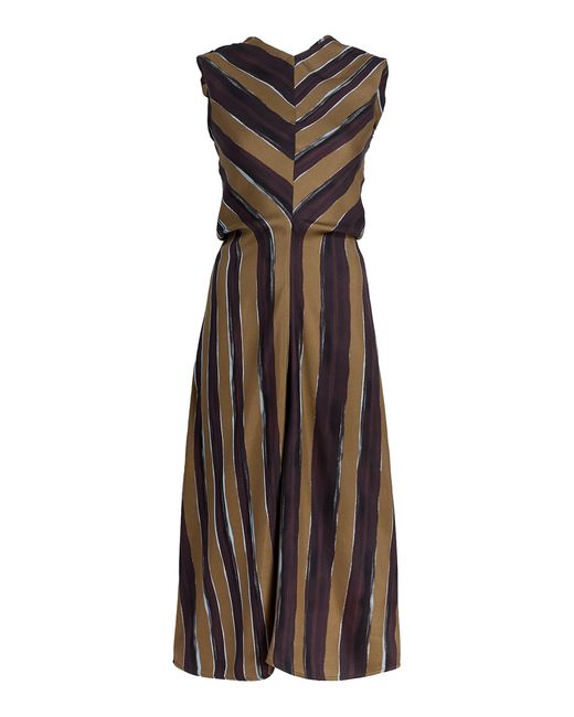 Proenza Schouler Brown Gwen Printed Crepe Twill Midi Dress