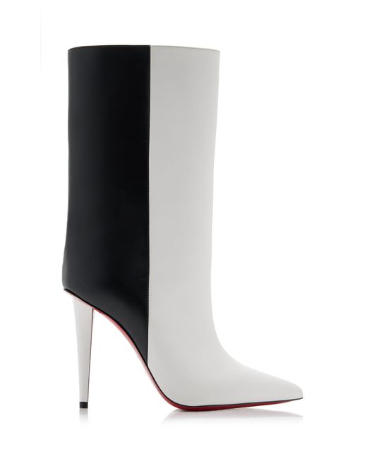 Christian Louboutin Black Astrilarge 100Mm Two-Tone Leather Ankle Boots