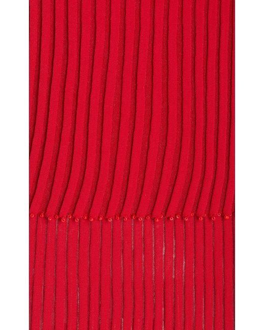 Altuzarra Red Ariana Pleated Knit Maxi Skirt