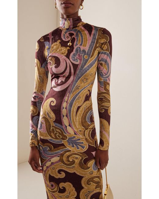 Etro Crushed Velvet Maxi Dress | Lyst