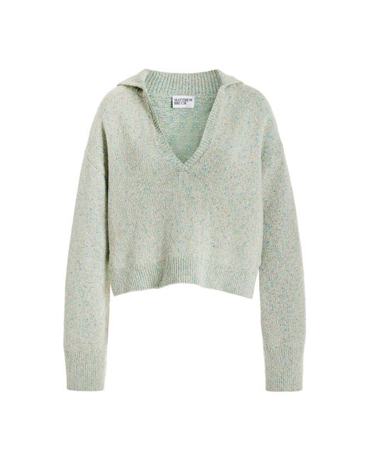 Matthew Bruch Green Sailor Melange-knit Cotton-linen Sweater