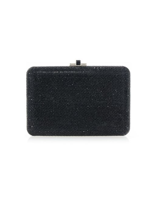 Judith Leiber Black Slim Slide Crystal Clutch