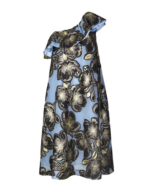 Stine Goya Blue Olive One Shoulder Floral Dress